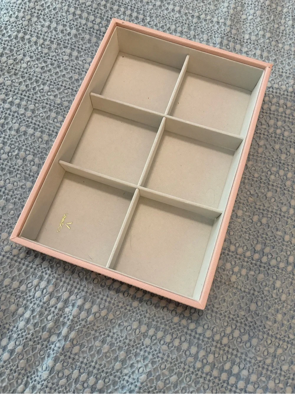 Vee & Co. Stackable Pink Jewelry Tray with Six Compartments